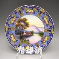 オールドノリタケ 金彩夕焼風景文プレート