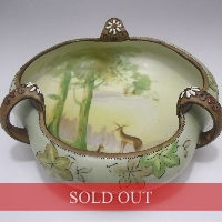 オールドノリタケ 鹿文3把手付ボウル