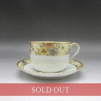 オールドノリタケ 金彩草花文マスタッシュカップ＆ソーサー