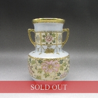 オールドノリタケ 金彩ピンク花文花瓶