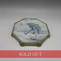 オールドノリタケ 傘持子供文ティータイル