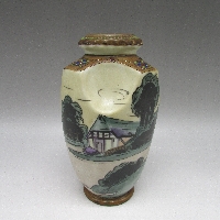 オールドノリタケ 夕焼コテージ風景文花瓶