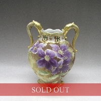 オールドノリタケ 金彩紫花文花瓶