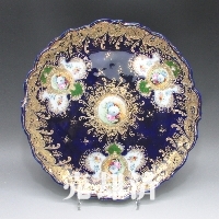 オールドノリタケ 金彩コバルト薔薇文プレート