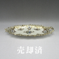 オールドノリタケ 金彩草花文葉形セロリディッシュ