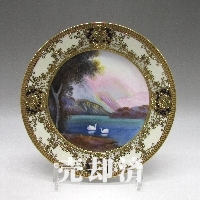 オールドノリタケ 金盛湖畔白鳥風景文飾皿
