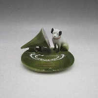 オールド・ニッポン 犬＆蓄音機付皿