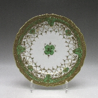 オールドノリタケ 緑地金点盛りネックレス紋様プレート
