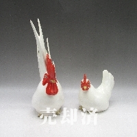 プレミアノリタケ ボーンチャイナ鶏夫婦の置物
