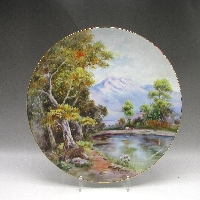 プレミアノリタケ K.Hayaiサインり山岳風景文飾皿