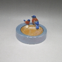 オールドノリタケ 鳥二羽フィギュア付ピンディッシュ