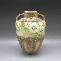 オールドノリタケ 盛り上げ花文花瓶