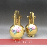 オールドノリタケ ゴールド薔薇文花瓶一対