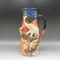 隅田焼 良斎 高浮彫象図ピッチャー