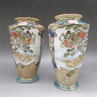 オールドノリタケ 浜辺天女文花瓶一対