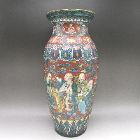 九谷焼 角福 人物風俗文大花瓶