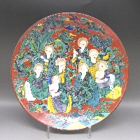 九谷焼 角福 人物風俗文大皿