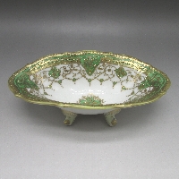 オールドノリタケ エメラルド地金彩唐草文ボウル