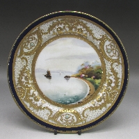 オールドノリタケ 金盛海辺風景文飾皿