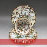 オールドノリタケ 芸者文トリオ