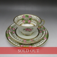 オールドノリタケ 金盛り薔薇文トリオ