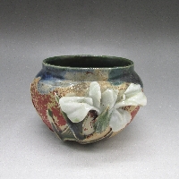 隅田焼 良斎 高浮彫花図鉢