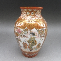 九谷焼 綿野 人物風俗文花瓶