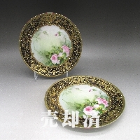 オールドノリタケ 金彩コバルト薔薇文皿セット