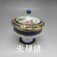 オールドノリタケ コバルト金盛り花文トリンケットボックス