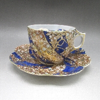 瀬戸焼 加藤春光 螺旋花文髭C＆S