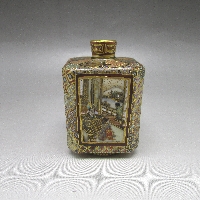 薩摩焼 錦山 金襴手四面人物風景文花瓶