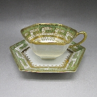 オールドノリタケ 金点盛り六角C＆S