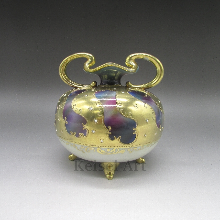 Amazon.co.jp: オールドノリタケ Noritake 花瓶 風景画 梅の木