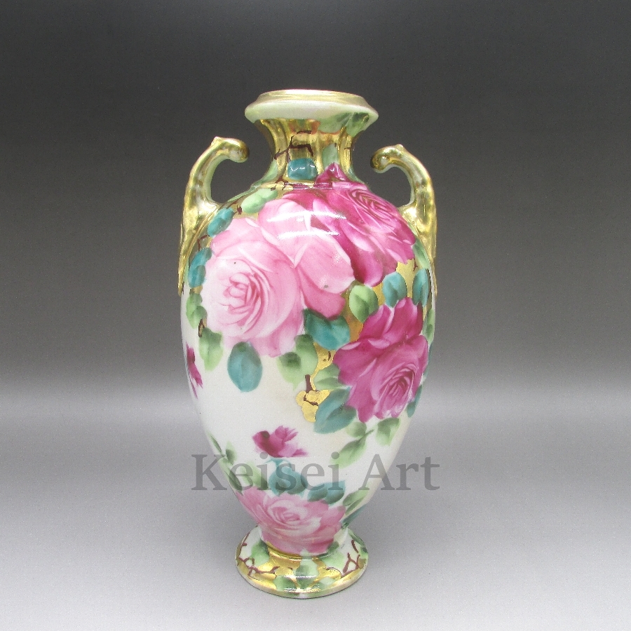 通販サイトへようこそ オールドノリタケ 花瓶 ポピー ドルフィンハンドル 工芸品